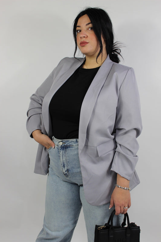 Giacca Drappeggiata Curvy Grigia