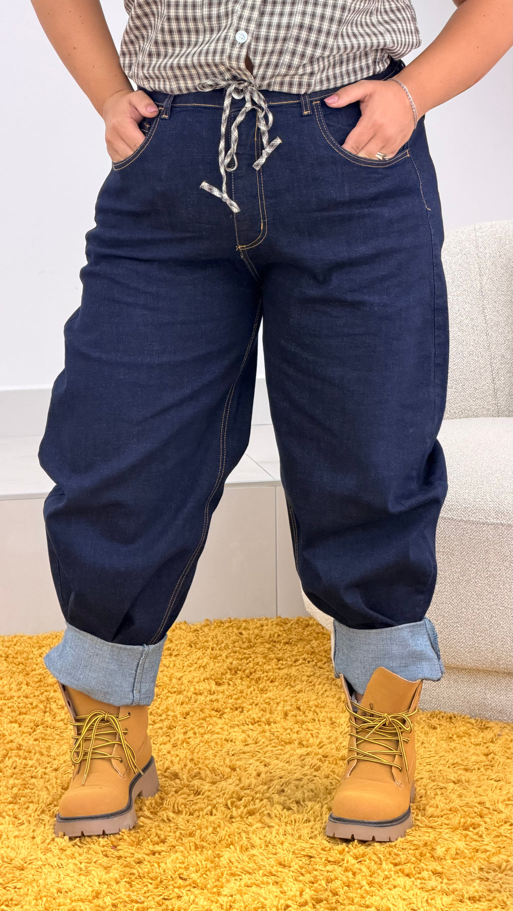 Jeans ballon blu denim curvy
