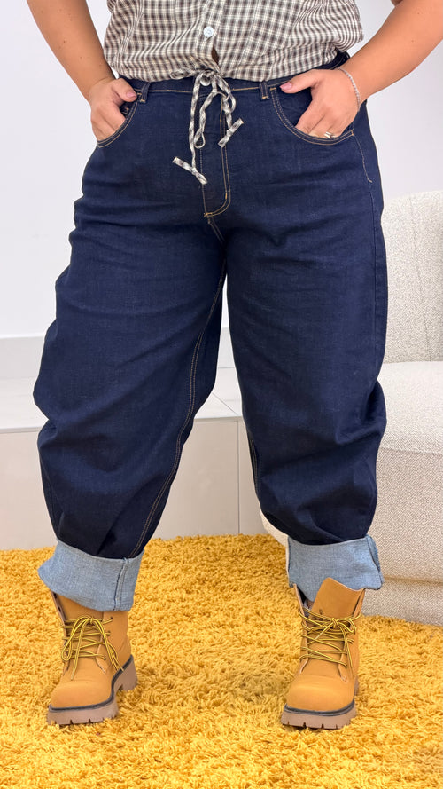 Jeans ballon blu denim curvy