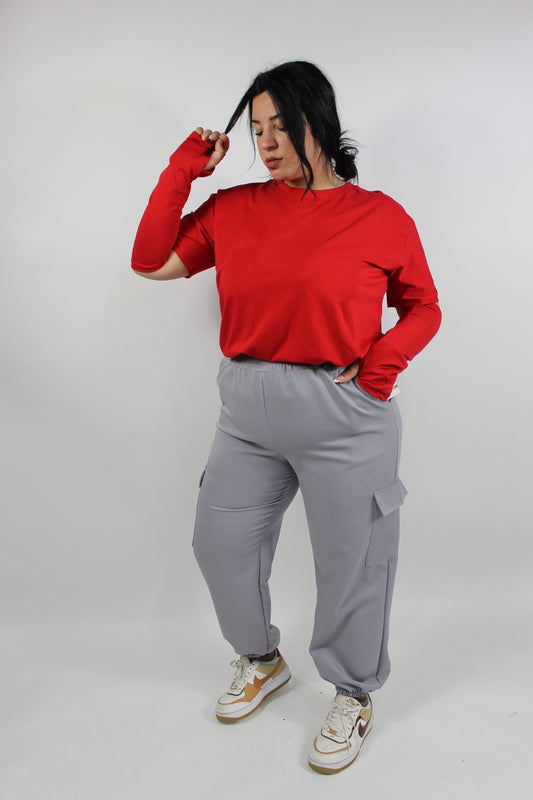 Pantalone Cargo Curvy Grigio