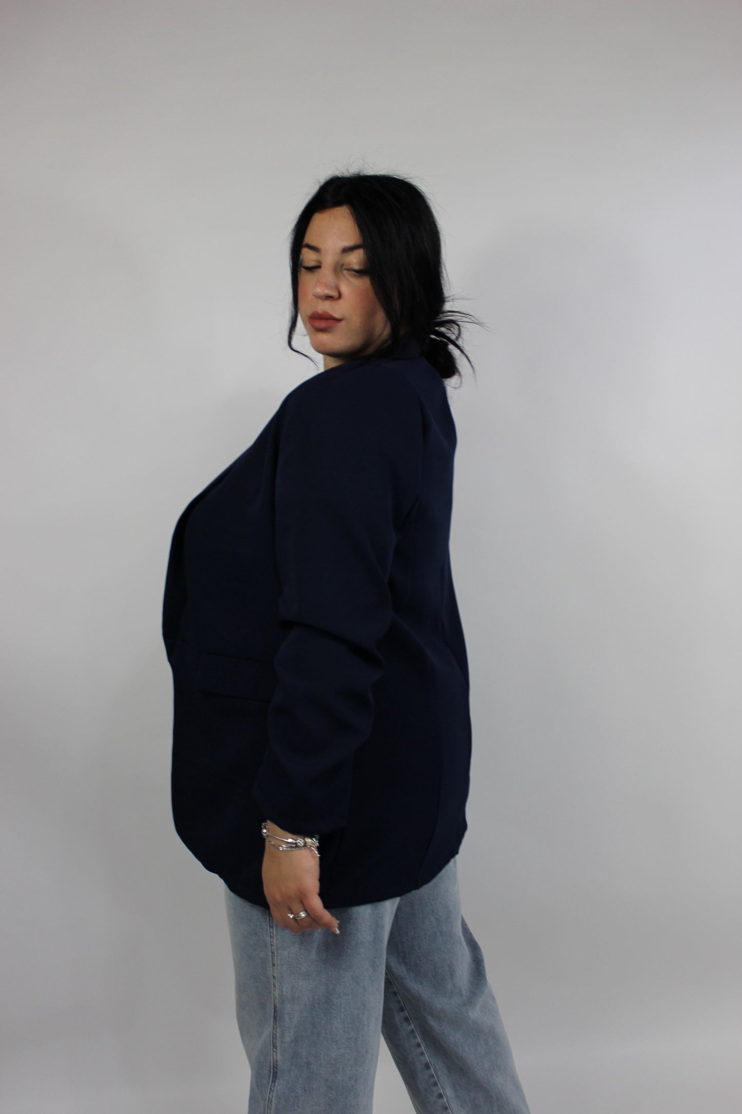 Giacca Drappeggiata Curvy Blu notte