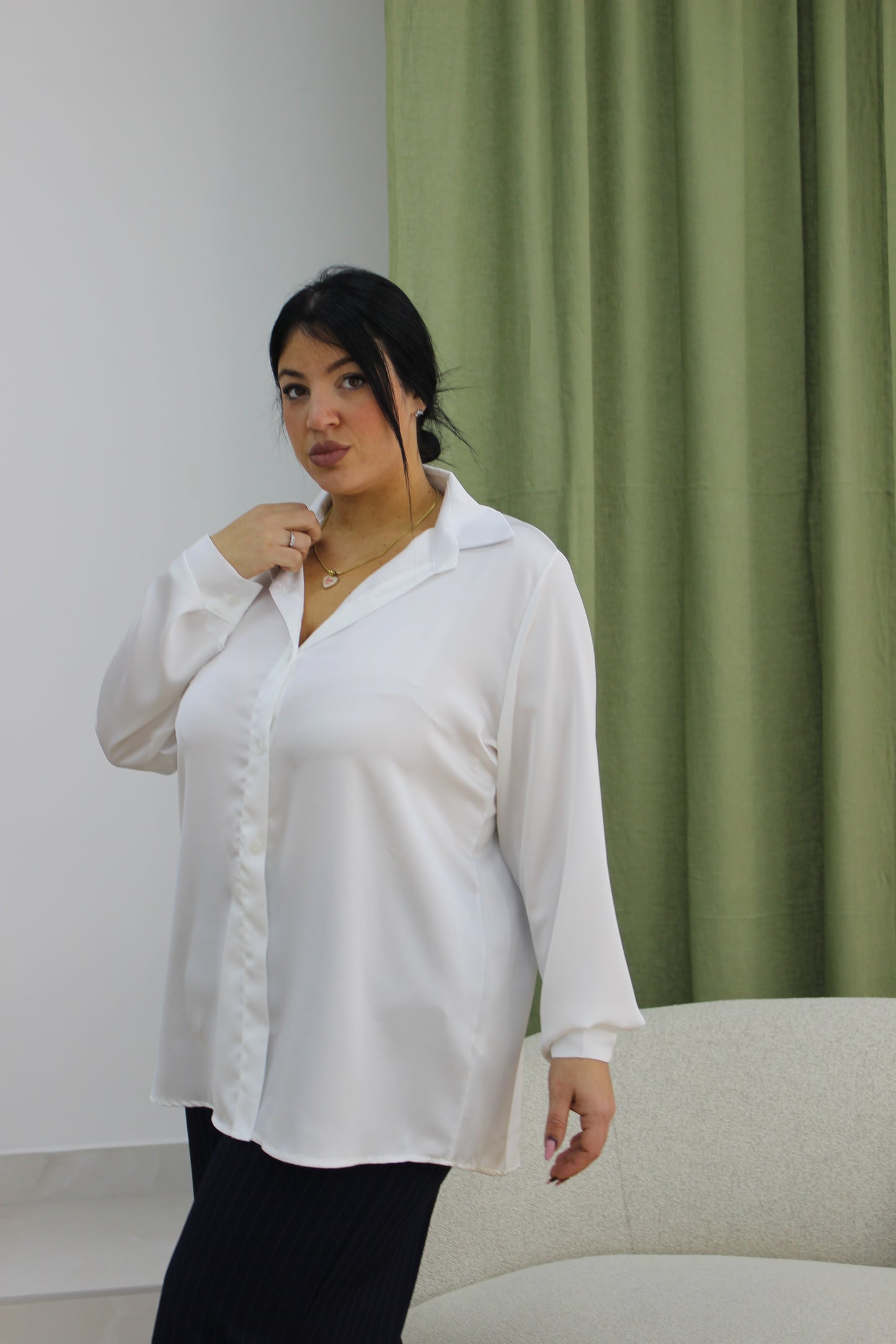 Maxi Camicia Simil Seta