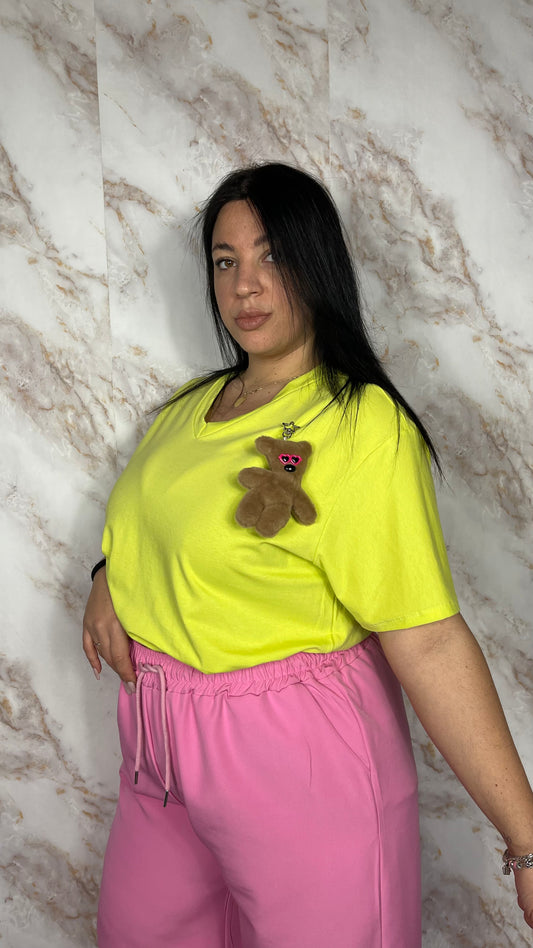 T-shirt Teddy oversize Verde Lime