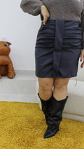 Gonna ecopelle drappeggio Curvy