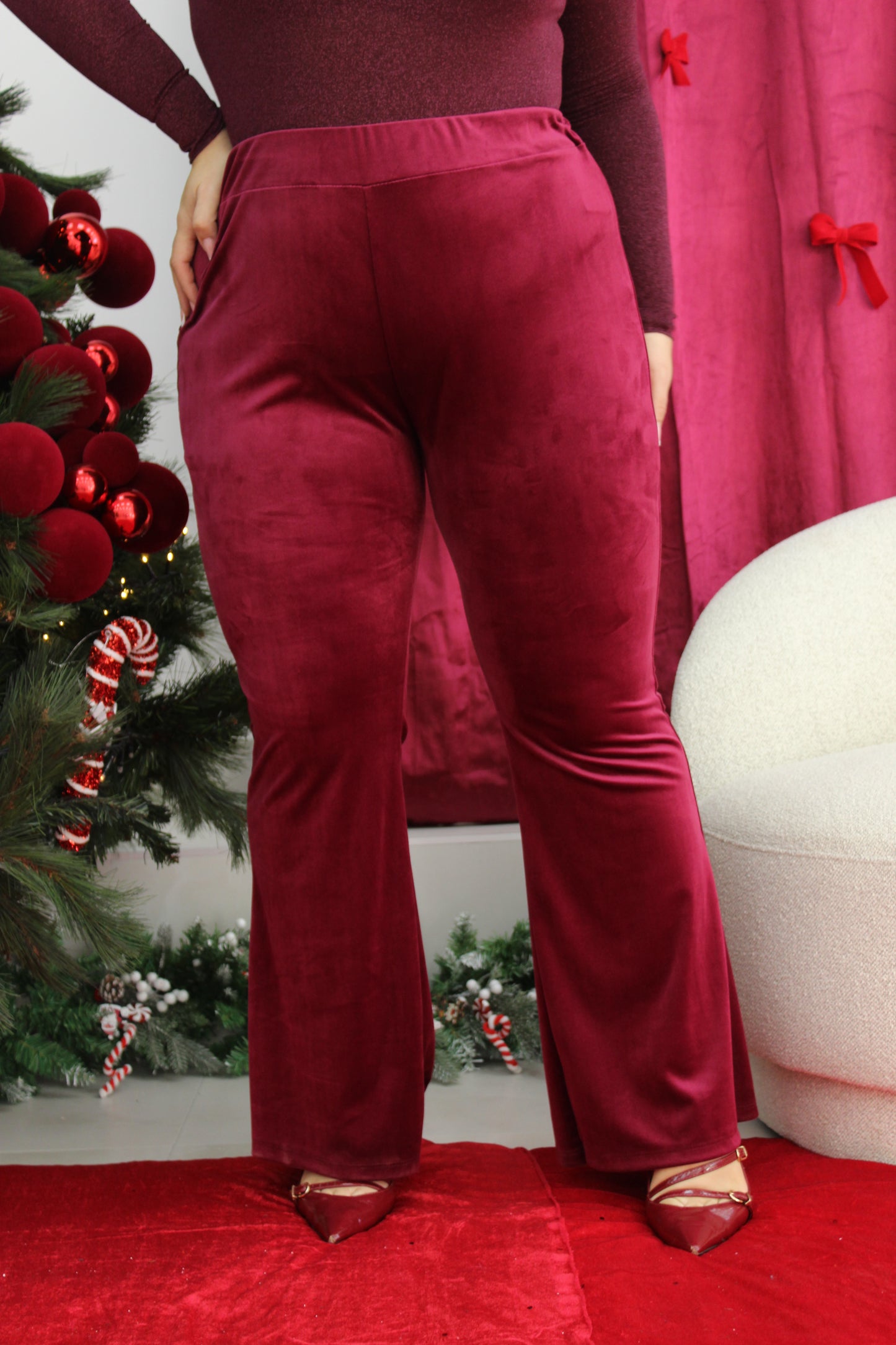 Pantalone zampa velluto CURVY