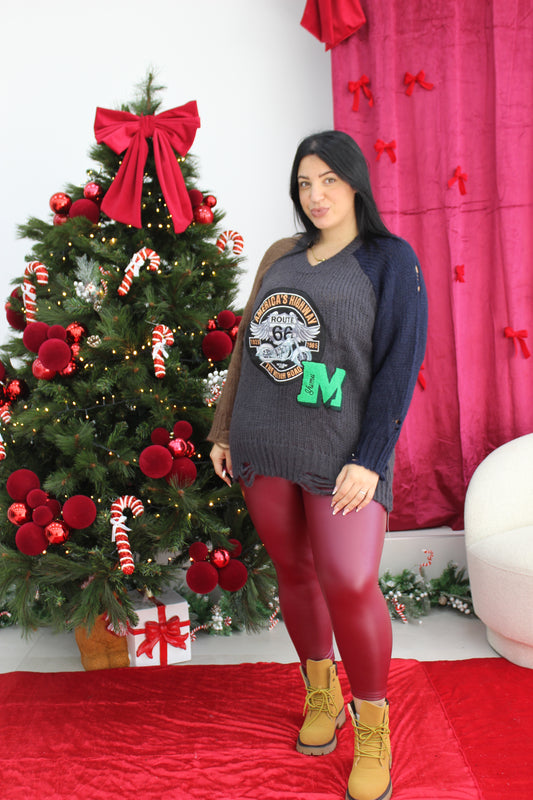 Leggings ecopelle felpato CURVY